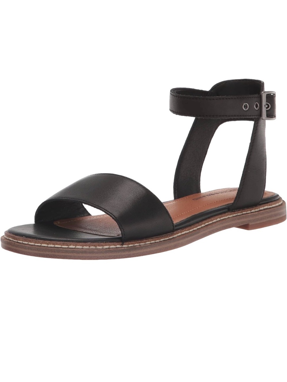 Genuine Leather Black Ankle-Strap Flat Sandals - Lucky Brand